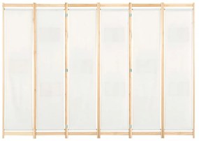 krémszínű 6-paneles szövetparaván 240 x 170 x 4 cm