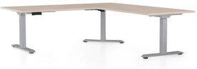 OfficeTech Angle állítható magasságú asztal, 180 + 120 cm, szürke alap, tölgy