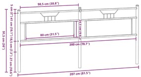 füstös tölgy színű szerelt fa és acél fejtámla 200 cm