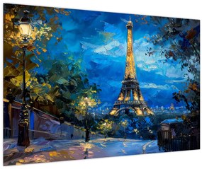 Kép - Olajfestmény az Eiffel-toronyról (90x60 cm)