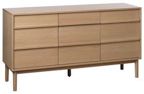 Natúr színű alacsony komód tölgyfa dekorral 75x140 cm Ponza – Unique Furniture