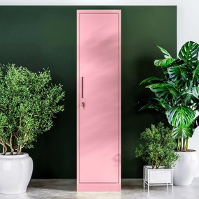 Keskeny irodai szekrény ALEX, 450 x 850 x 400 mm, Fresh Style: púderrózsaszín