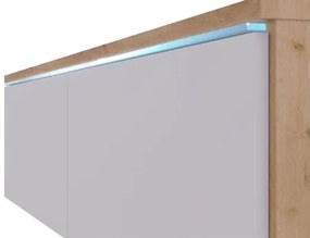 TV szekrény Dlana 180 MDF (fekete grafit + halcsont fekete) (fehér LED világítás). 1106209