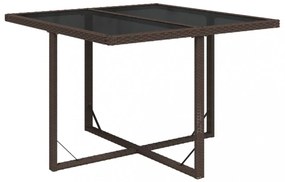 barna polyrattan és üveg kerti asztal 109 x 107 x 74 cm