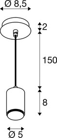 SLV 1007658 LALU Hengeres Függesztett Lámpa Fekete E27 IP20