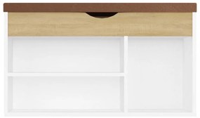fehér-sonoma szerelt fa cipőtároló pad párnával 80 x 30 x 47 cm