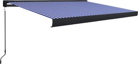 vidaXL kék és fehér manuális kazettás napellenző 400 x 300 cm