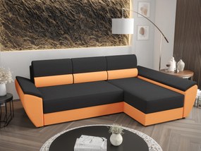 Sarok ülőgarnitúra Radiant L3 (fekete + narancssárga) (J). 1057467