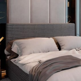 Akció Kárpitozott ágy boxspring ISPIRA 140x200 cm szürke II. osztály Matrac: Bonell rugós matrac
