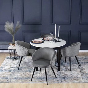 Étkezőgarnitúra 4 db. Székkel. Bővíthető asztal HARRY 102-142 cm + 4 db. Szürke bársony étkezőszék. ADELE