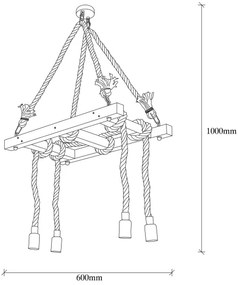 EREBOS kábelre szerelt csillár 4xE27/40W/230V barna