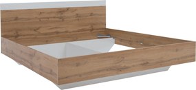 Dupla ágy, 160x200, tölgy wotan/fehér, GABRIELA
