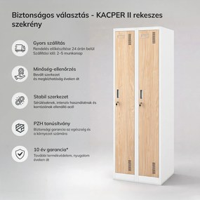 Kétrekeszes dolgozói öltözőszekrény fehér / sonoma tölgy: Eco Design KACPER II, 600 x 1800 x 500 mm