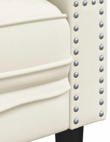 2 részes krémszínű bársony Chesterfield kanapészett párnákkal