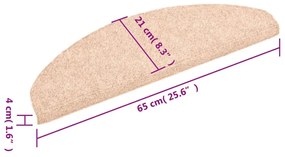 15 db krémszínű öntapadós lépcsőszőnyeg 65x21x4 cm