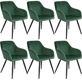 tectake 404028 6 marilyn bársony kinézetű szék, fekete színű - sötétzöld/fekete