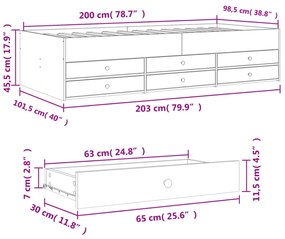 betonszürke kanapéágy fiókkal matrac nélkül 100x200 cm