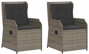 Kerti pad párnával 2 pcs Szürke Poli rattan