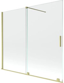 Mexen Velar, 2 szĂĄrnyas eltolhatĂł kĂĄdparavĂĄn 180 x 150 cm, 8mm ĂĄtlĂĄtszĂł ĂŒveg, arany matt profil, 896-180-000-01-55