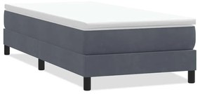 sötétszürke bársony rugós ágy matrac nélkül 80x210 cm