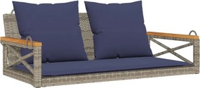 vidaXL szürke polyrattan hintapad párnákkal 109 x 62 x 40 cm