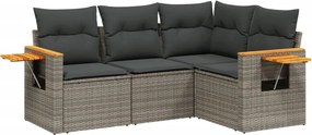 vidaXL 4 részes szürke polyrattan kerti ülőgarnitúra párnákkal