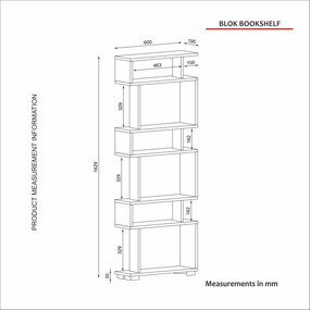 Könyvespolc Blok - White, Walnut