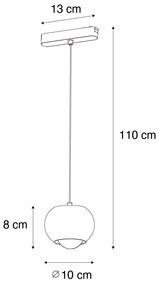 Modern fekete függőlámpa 1 fázisú sínrendszerhez, LED-del - Magnetic Lance