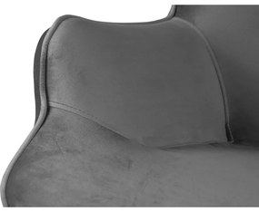 Szürke bársony fotel lábtartóval Niko – Ropez