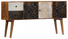 tömör mangófa tálalószekrény nyomtatott mintával 130x30x70 cm