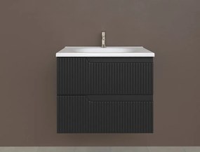 Piramida EURIDIKA fali fürdőszobabútor - műmárvány mosdóval -2 fiókos - PINO FEKETE - 65 x 48 x 53 cm