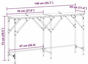 Konzolasztal Musta tammi 140 x 29 x 75 cm Faanyag