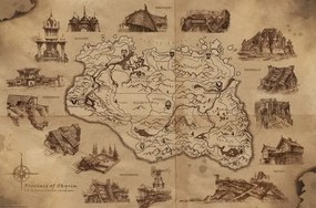 Plakát The Elder Scrolls V: Skyrim - Illustrated Map, (91.5 x 61 cm)