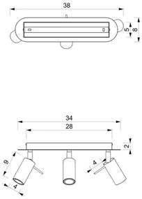 Spotlámpa PRESTON 3xGU10/40W/230V fekete
