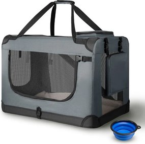 Összecsukható kutyaszállító box szürke 50x34x36 cm