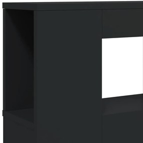 fekete szerelt fa LED-es fejtámla 200 x 18,5 x 103,5 cm
