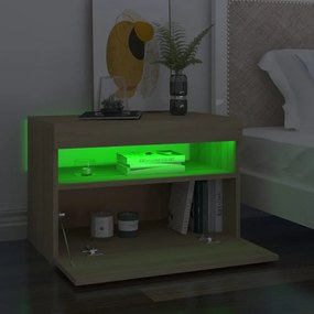 sonoma tölgy színű TV-szekrény LED-lámpákkal 60 x 35 x 40 cm