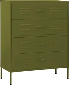 vidaXL olívazöld acél fiókos szekrény 80 x 35 x 101,5 cm
