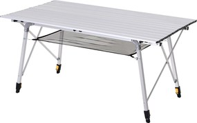 Outsunny Piknik Összecsukható Asztal, Hordozható Kempingasztal Állítható Magassággal, Hordtáskát Tartalmaz, Alumínium, Ezüst, 120 x 69 x 59-78 cm | Ao