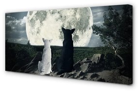 Canvas képek Wolves hold erdő 100x50 cm