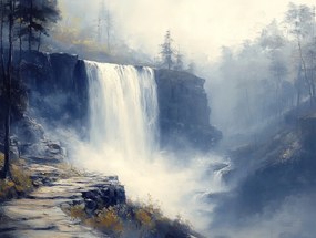 Vászonkép Canvas Tájkép Hegyek Sziklák Vízesés Folyó Út Ösvény 80x60