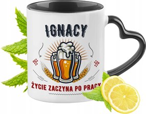 Ignácnak Fekete Bögre Szív Alakú Füllel Ajándék