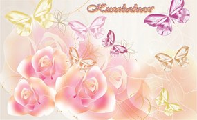 Fotótapéta Rózsák és pillangók Kuschelnest Provence Shabby Chic 208x146 +ragasztó