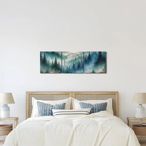Kép - Erdős táj köddel (órával) (90x30 cm)