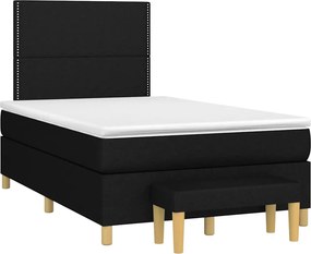 vidaXL fekete szövet rugós ágy matraccal 120 x 190 cm