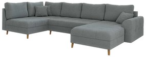 Szürke buklé sarokkanapé (jobb oldali-U alakú) Ariella – Ropez