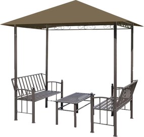 vidaXL tópszínű kerti pavilon asztallal, padokkal 2,5x1,5x2,4 m