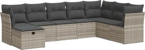 vidaXL 8 részes világosszürke polyrattan kerti ülőgarnitúra párnával