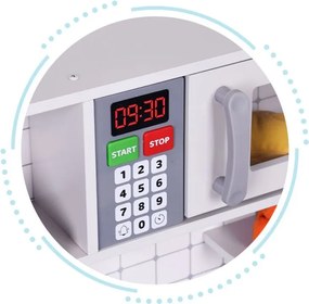 Fából készült valósághű gyermekkonyha LED fénnyel, hangokkal és kiegészítőkkel