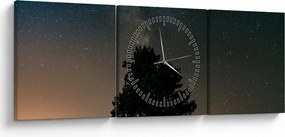 Egy éjszakai égbolt fákkal képe (órával) (90x30 cm)